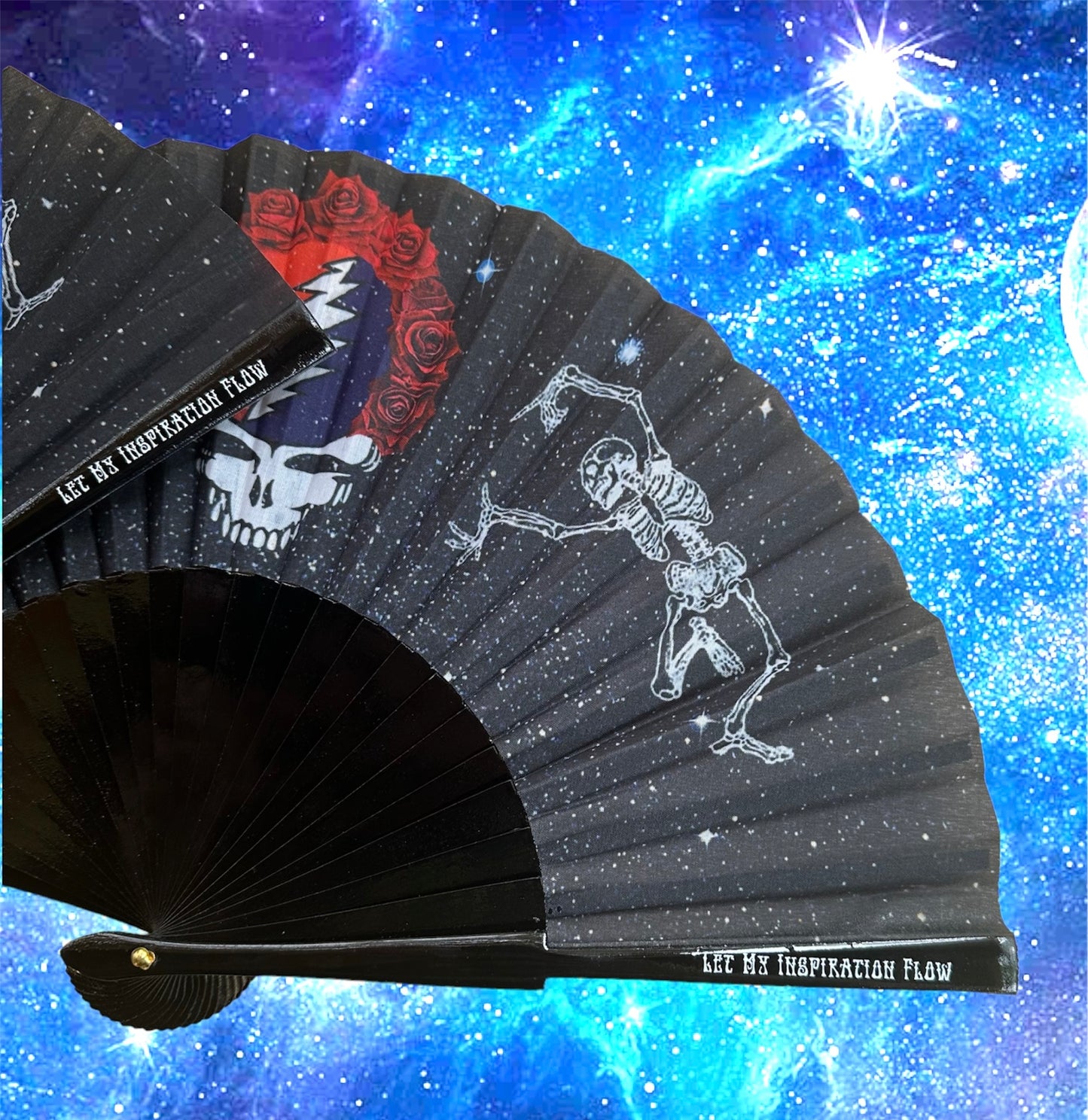 Dead Skull and Roses Hand Fan