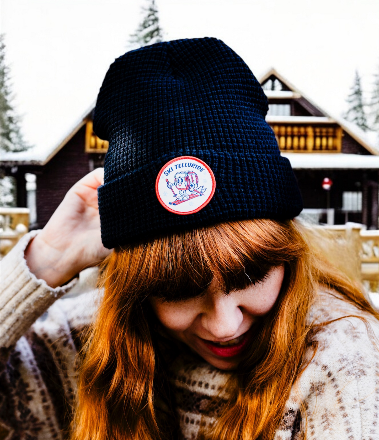 Telluride Gondola Waffle Beanie Hat - Black