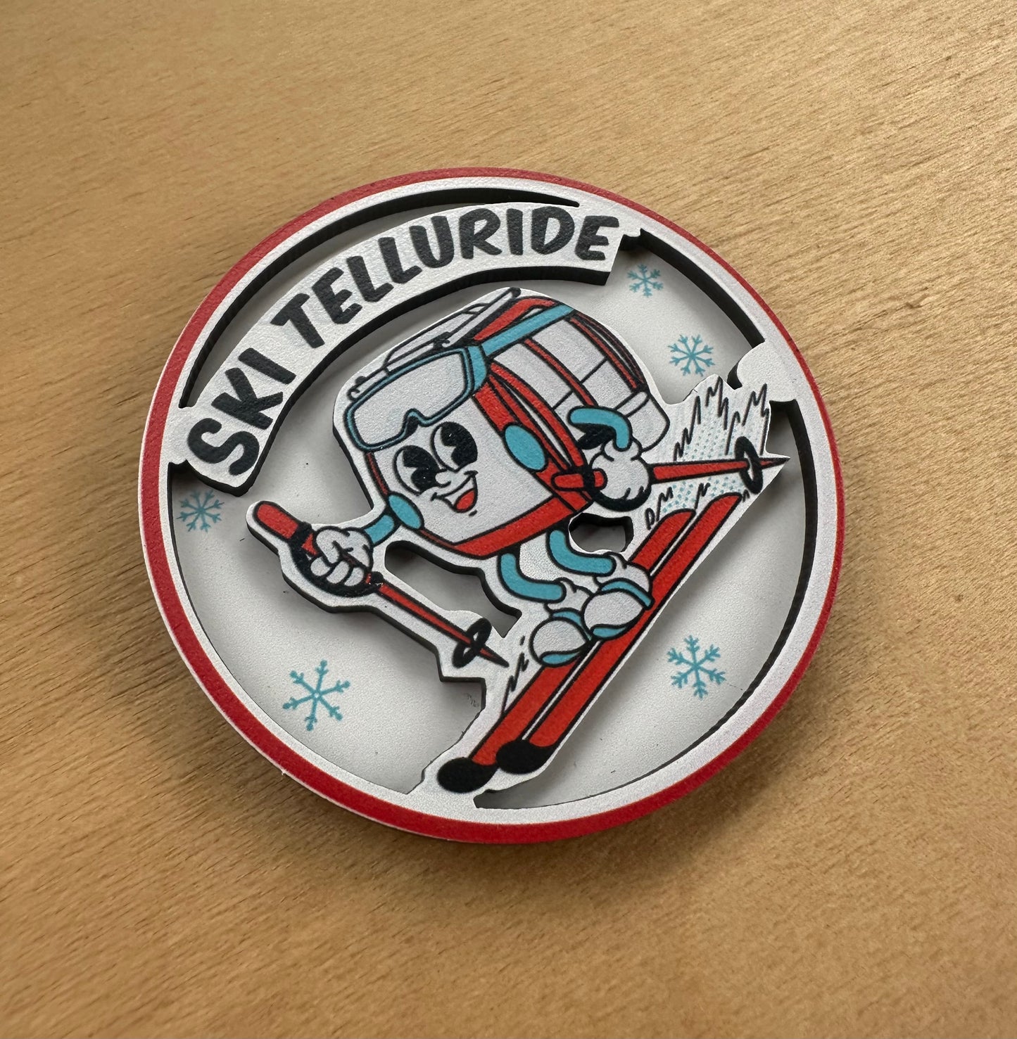 Ski Telluride Gondola Wood Fridge Magnet