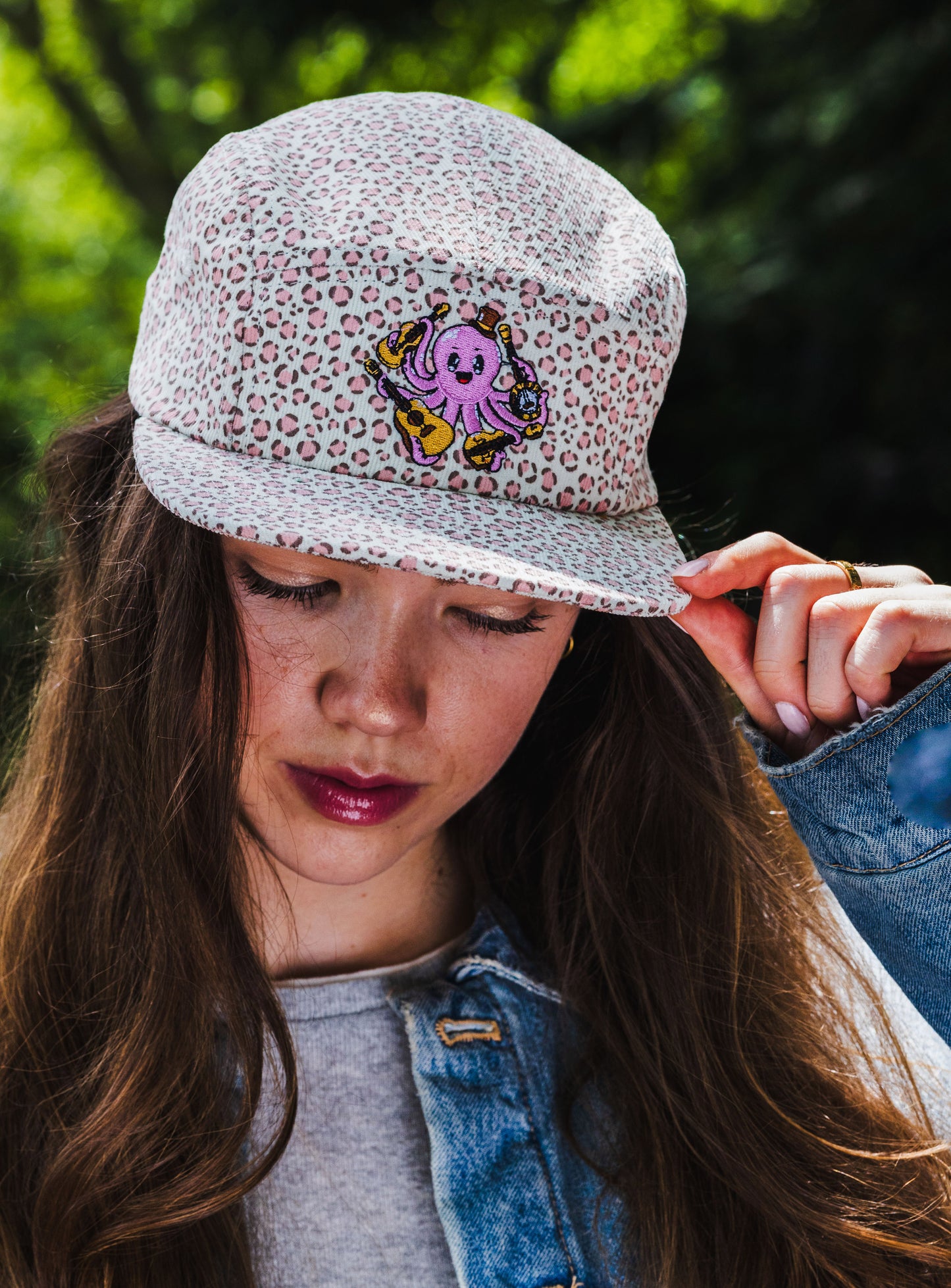 Octopus String Band Camp Hat - Pink Cheetah