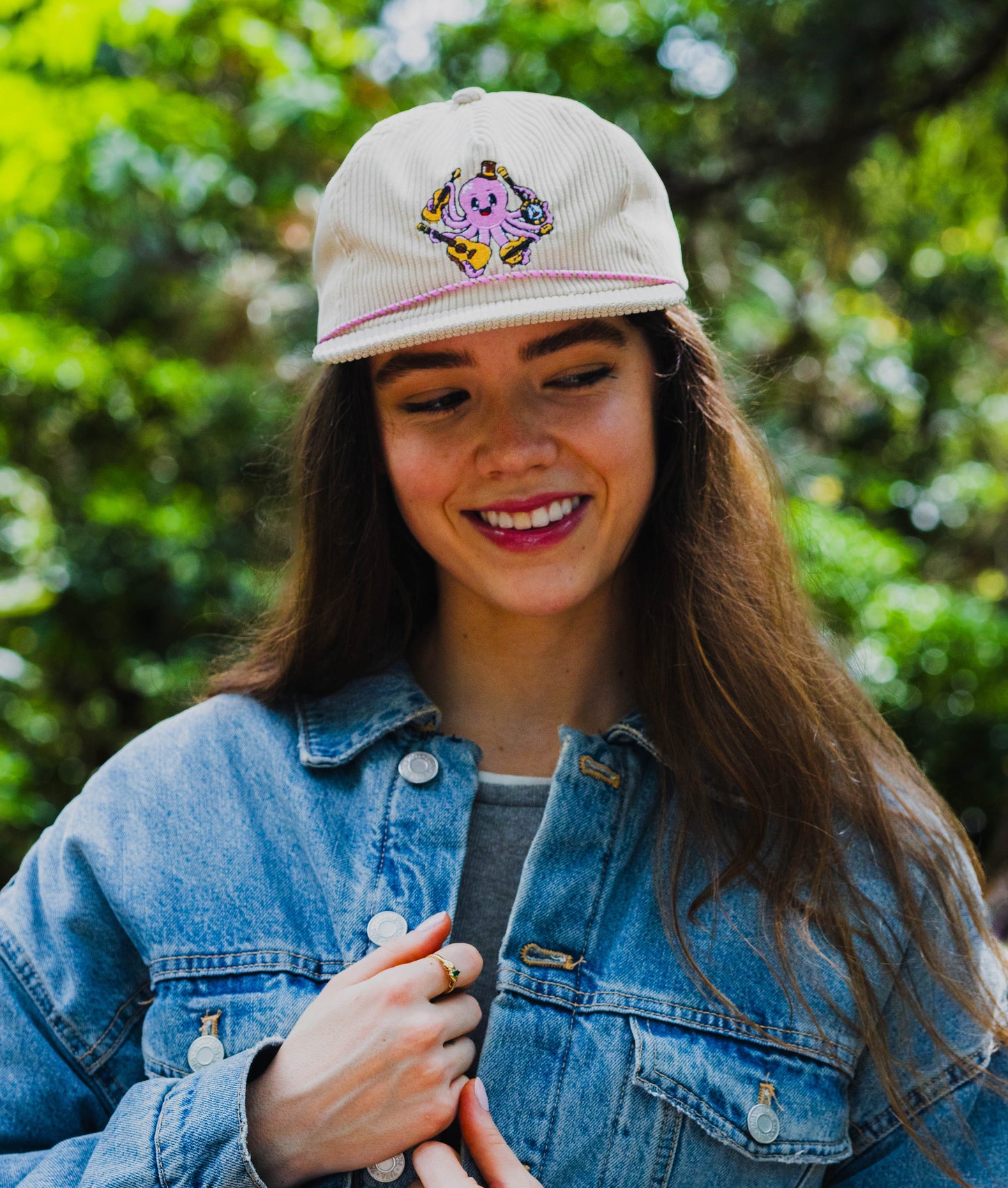 Octopus String Band Corduroy Hat - Ivory