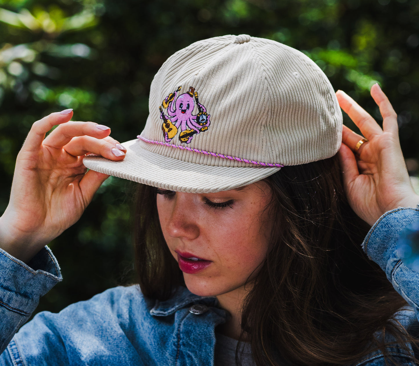 Octopus String Band Corduroy Hat - Ivory