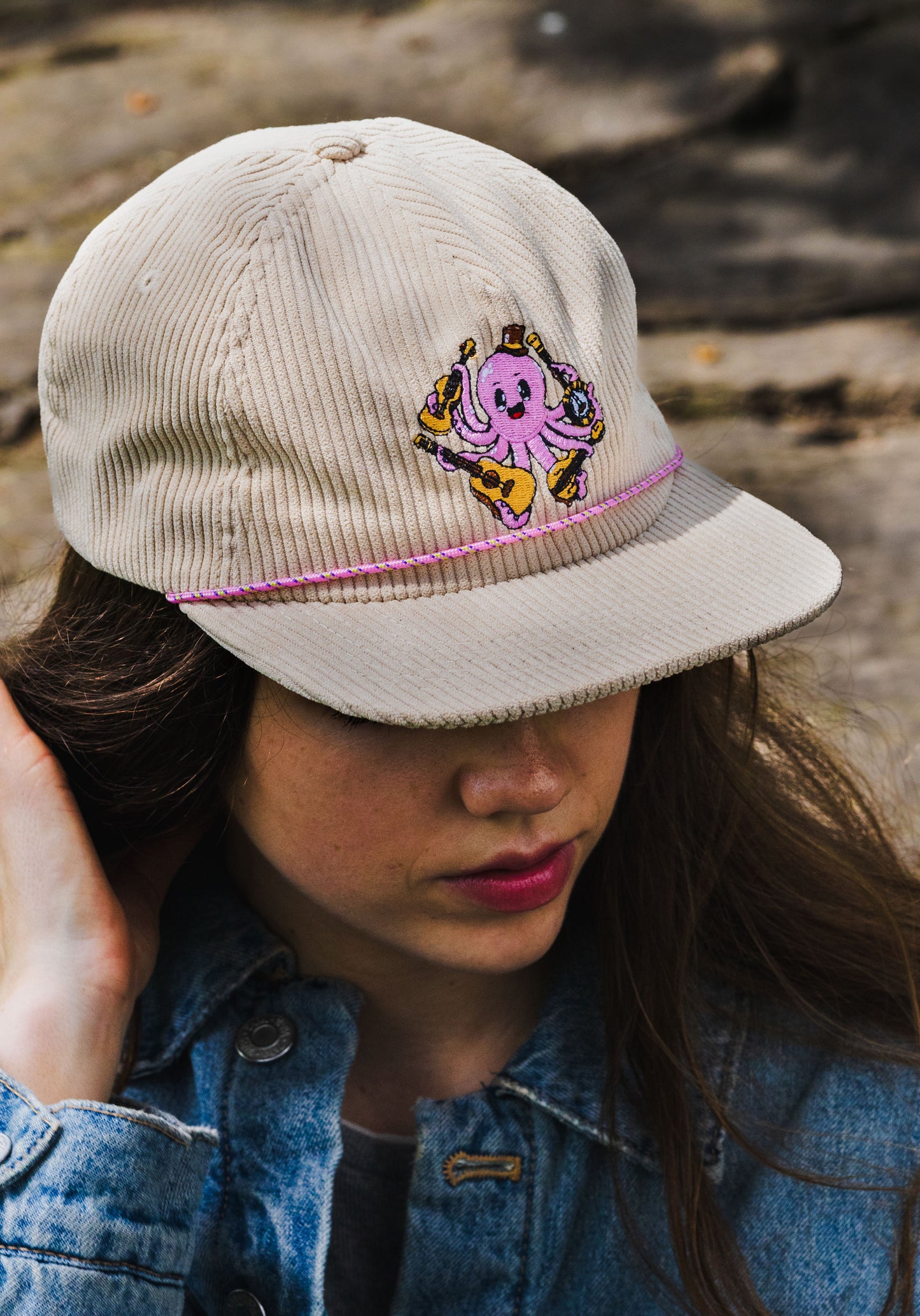 Octopus String Band Corduroy Hat - Ivory