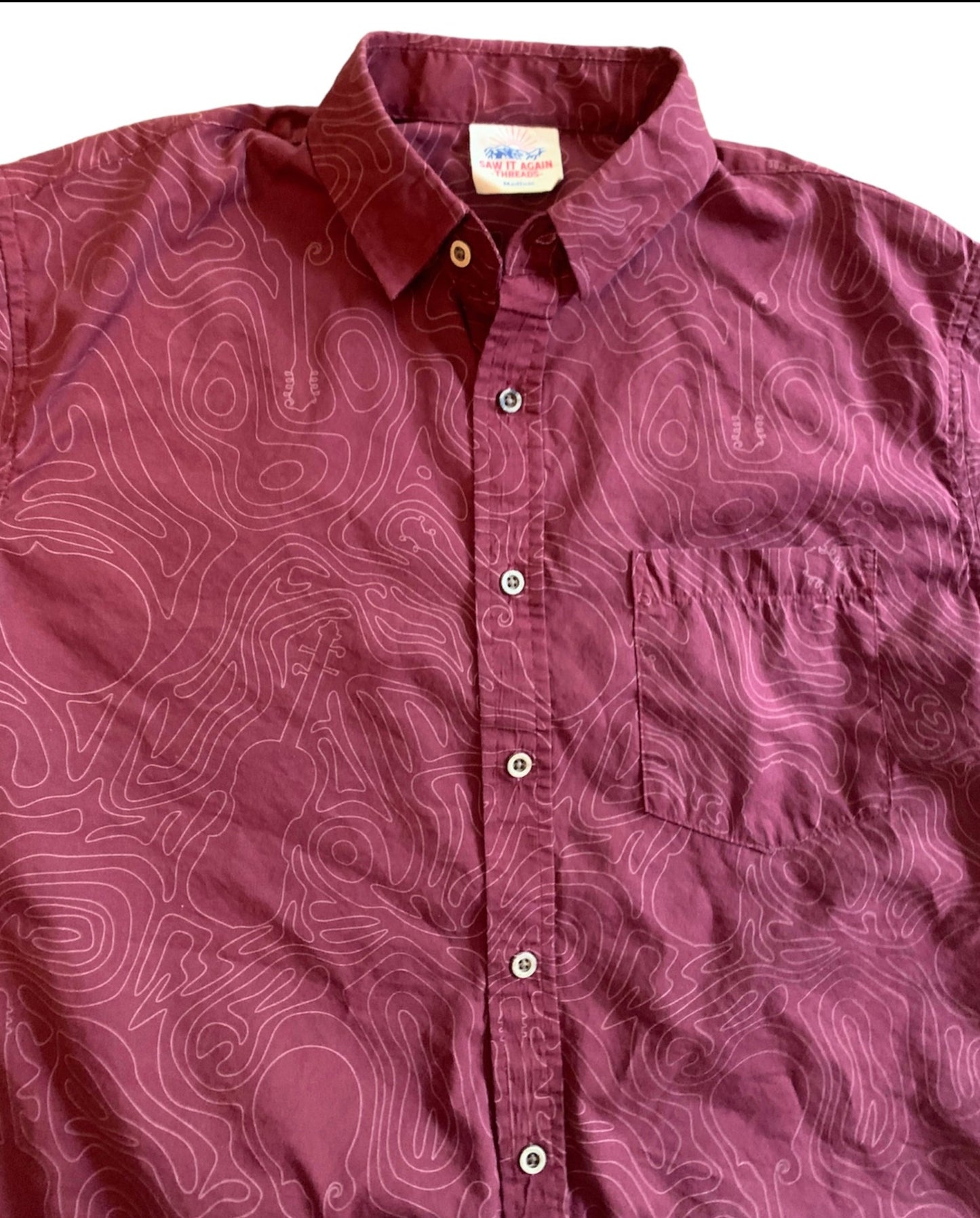 Bluegrass Topography Button Down Shirt Red
