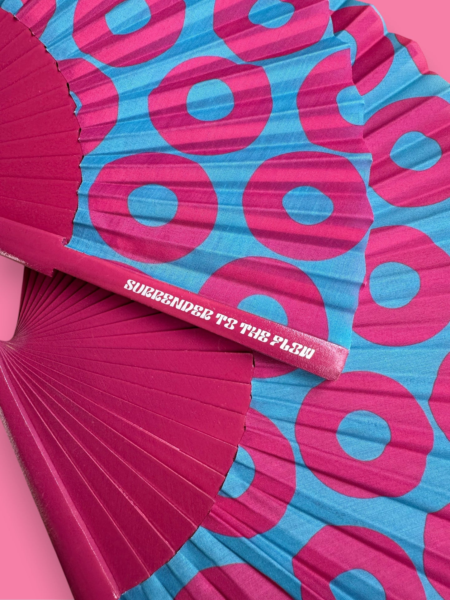 Donut Hand Fan - Pink Blue