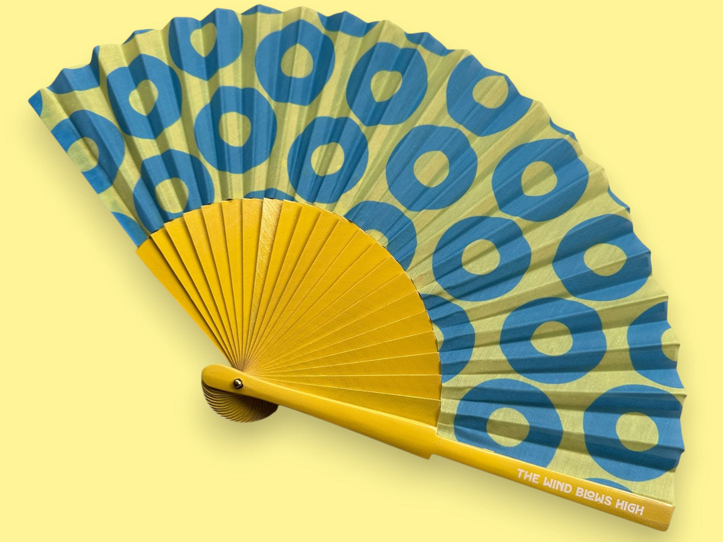 Donut Hand Fan - Yellow Blue