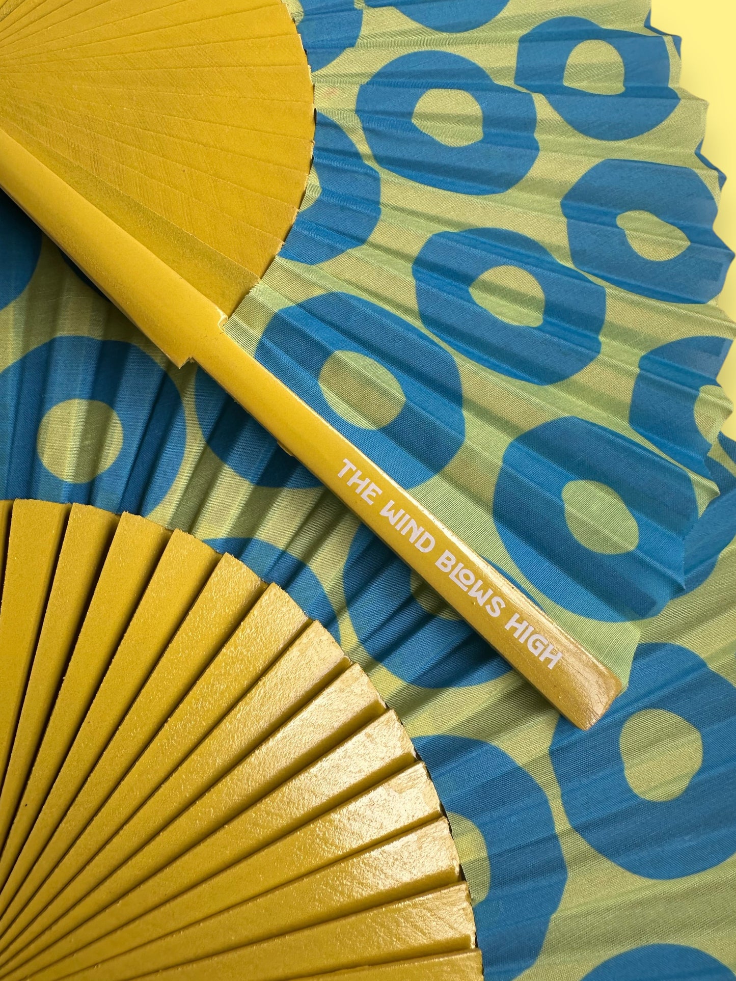 Donut Hand Fan - Yellow Blue