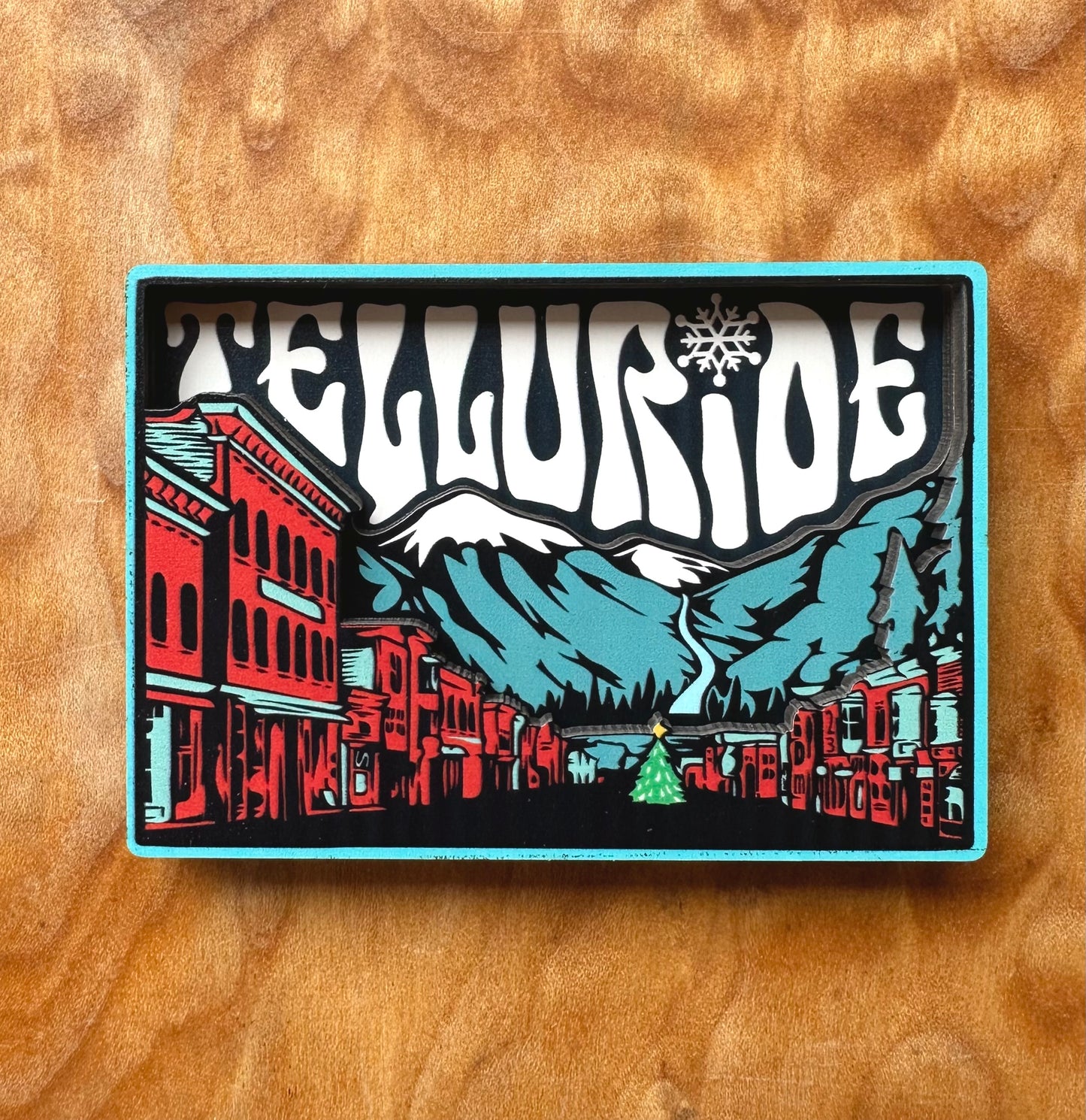 Telluride Winter Sky Wood Fridge Magnet