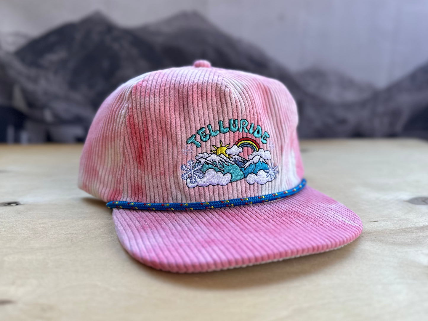 Telluride Snow Rainbow Corduroy Hat - Pink Tie Dye