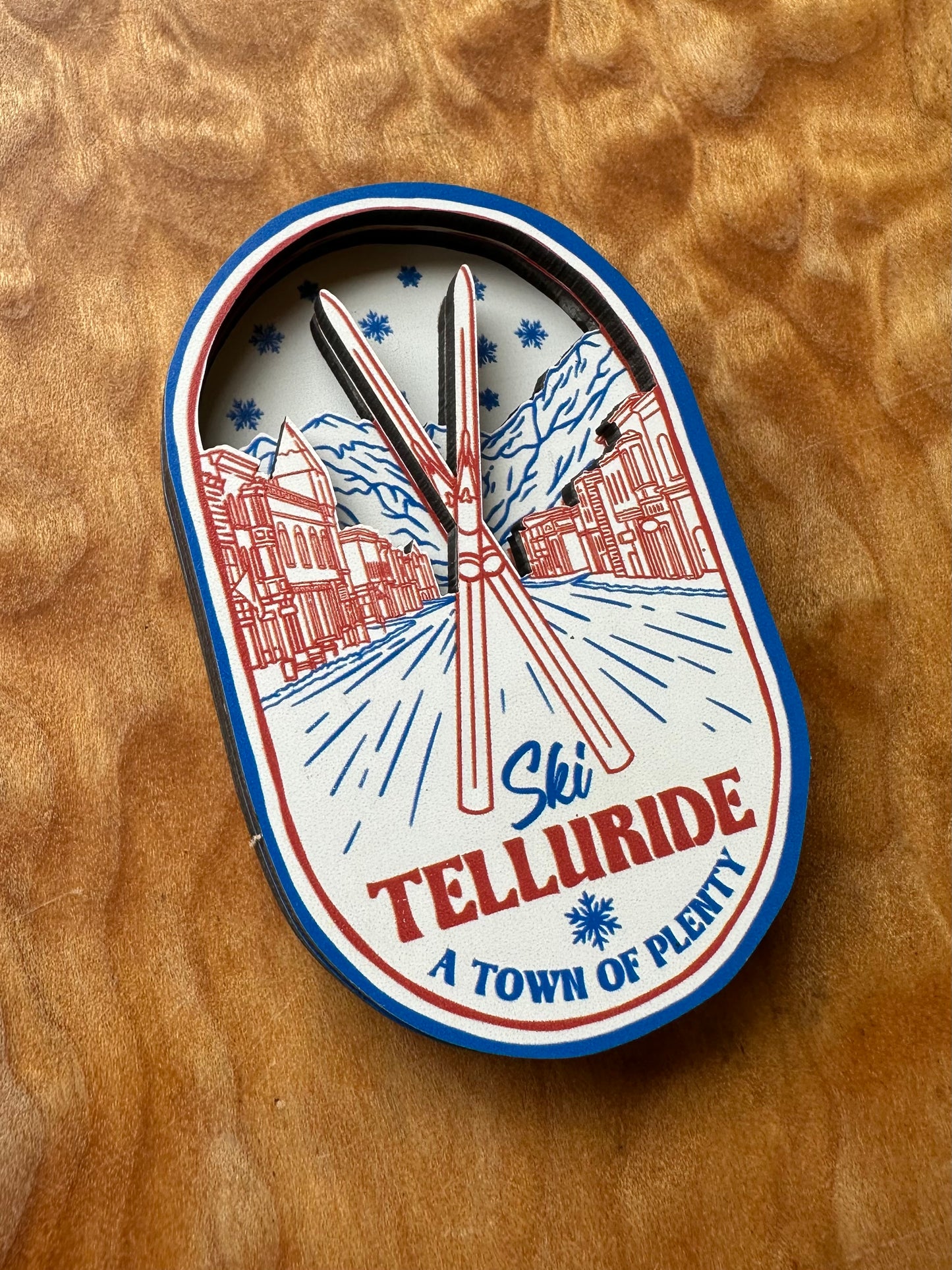 Telluride Ski Town Wood Fridge Magnet