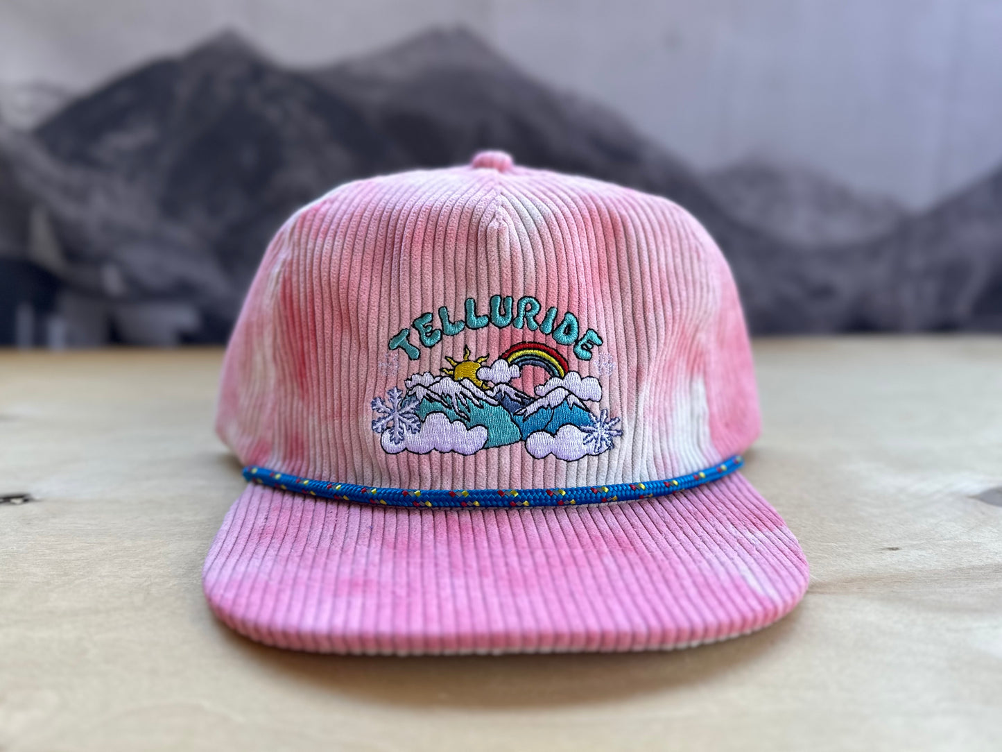 Telluride Snow Rainbow Corduroy Hat - Pink Tie Dye