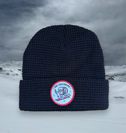 Telluride Gondola Waffle Beanie Hat - Black