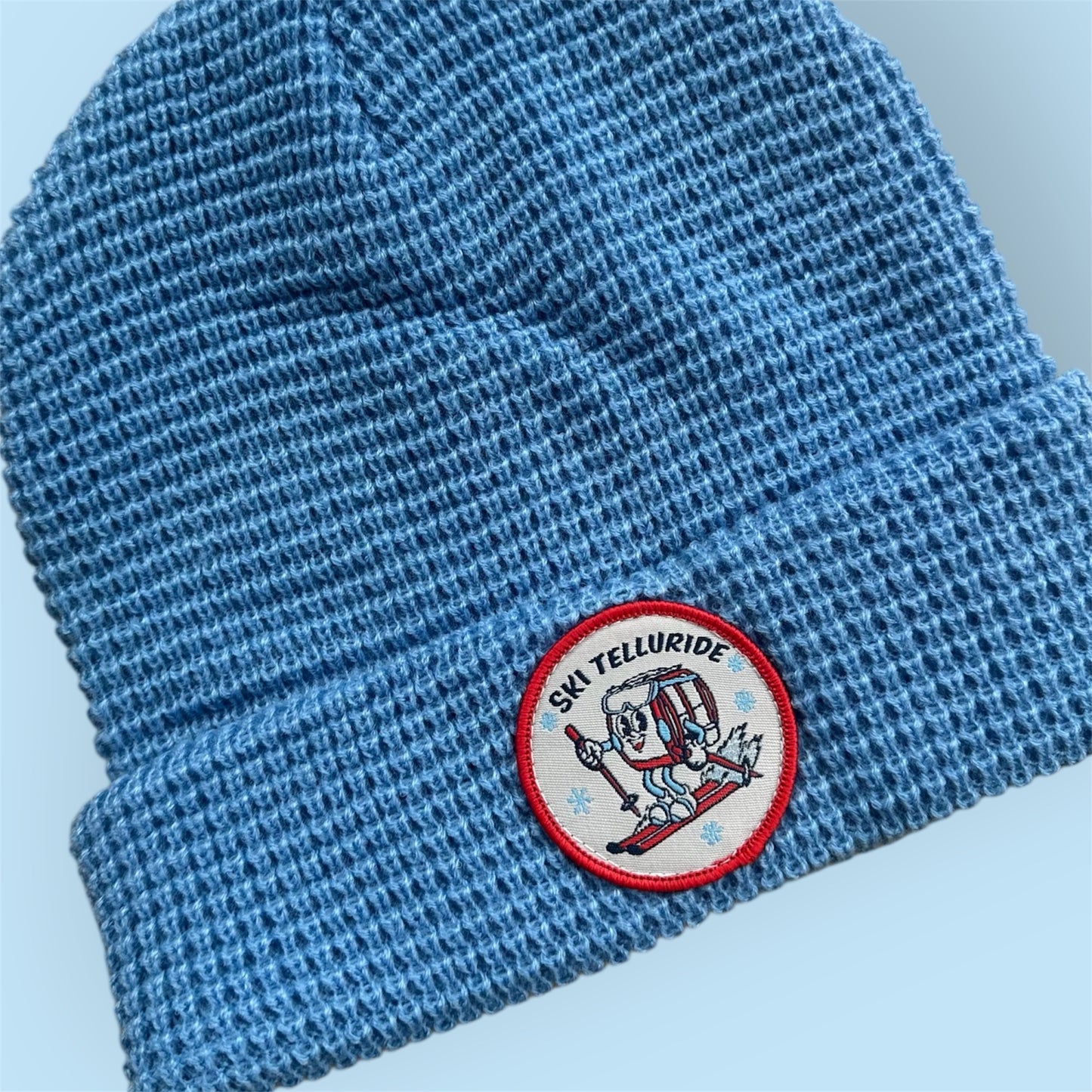 Telluride Gondola Waffle Beanie Hat- Powder Blue