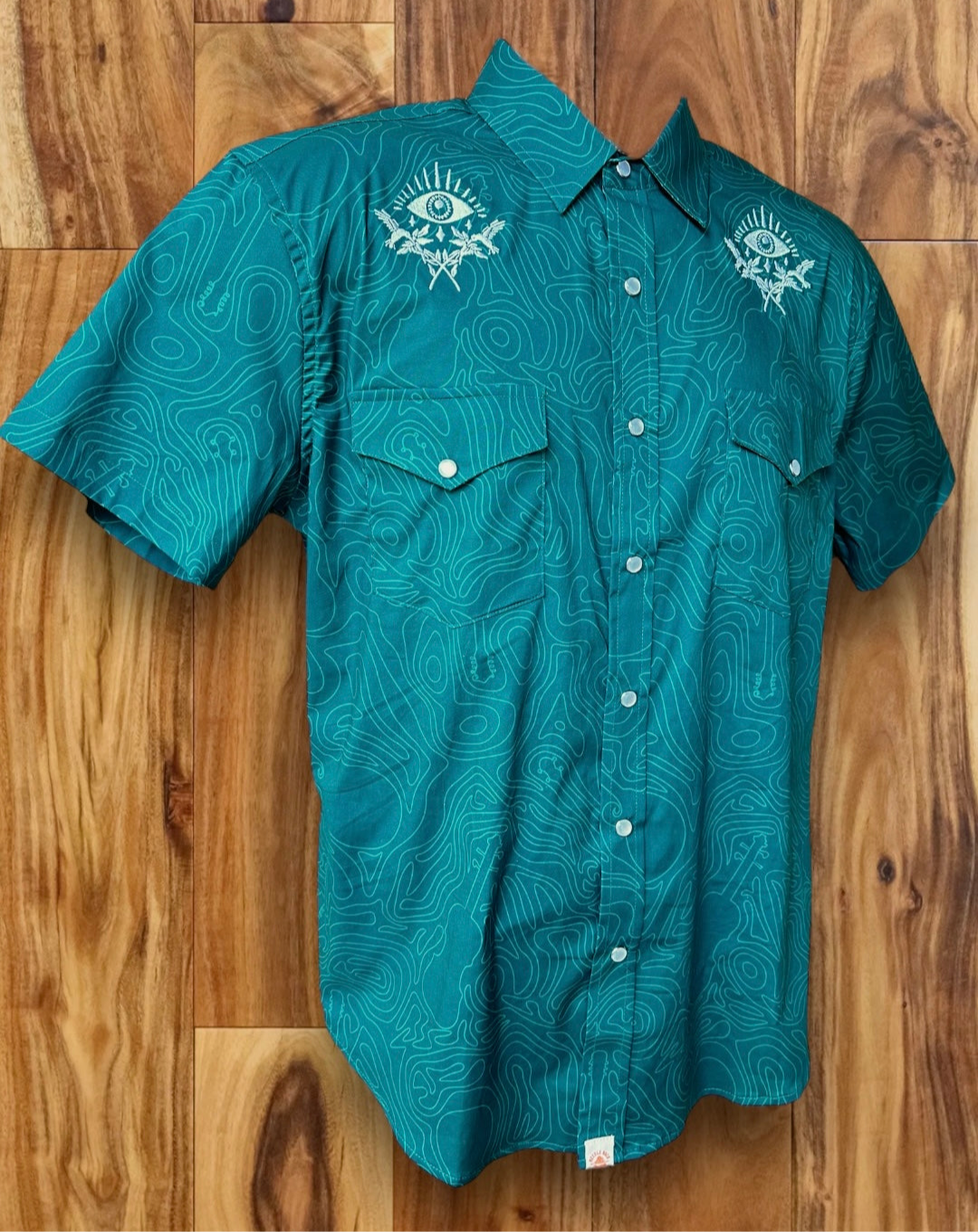 Bluegrass Topography Pearl Snap Shirt Green