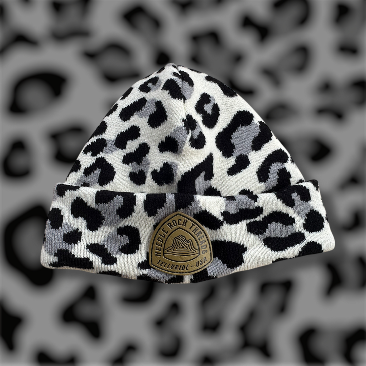 Needle Rock Threads Snow Leapord Beanie Hat