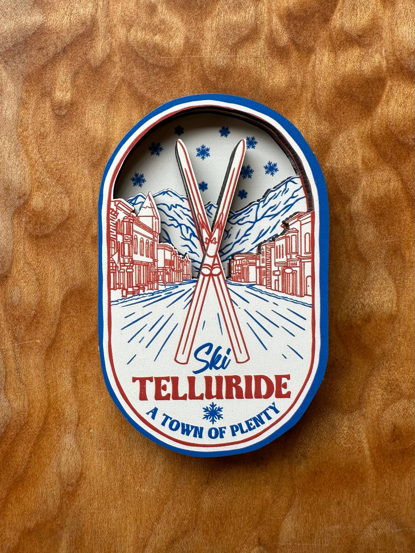 Telluride Ski Town Wood Fridge Magnet