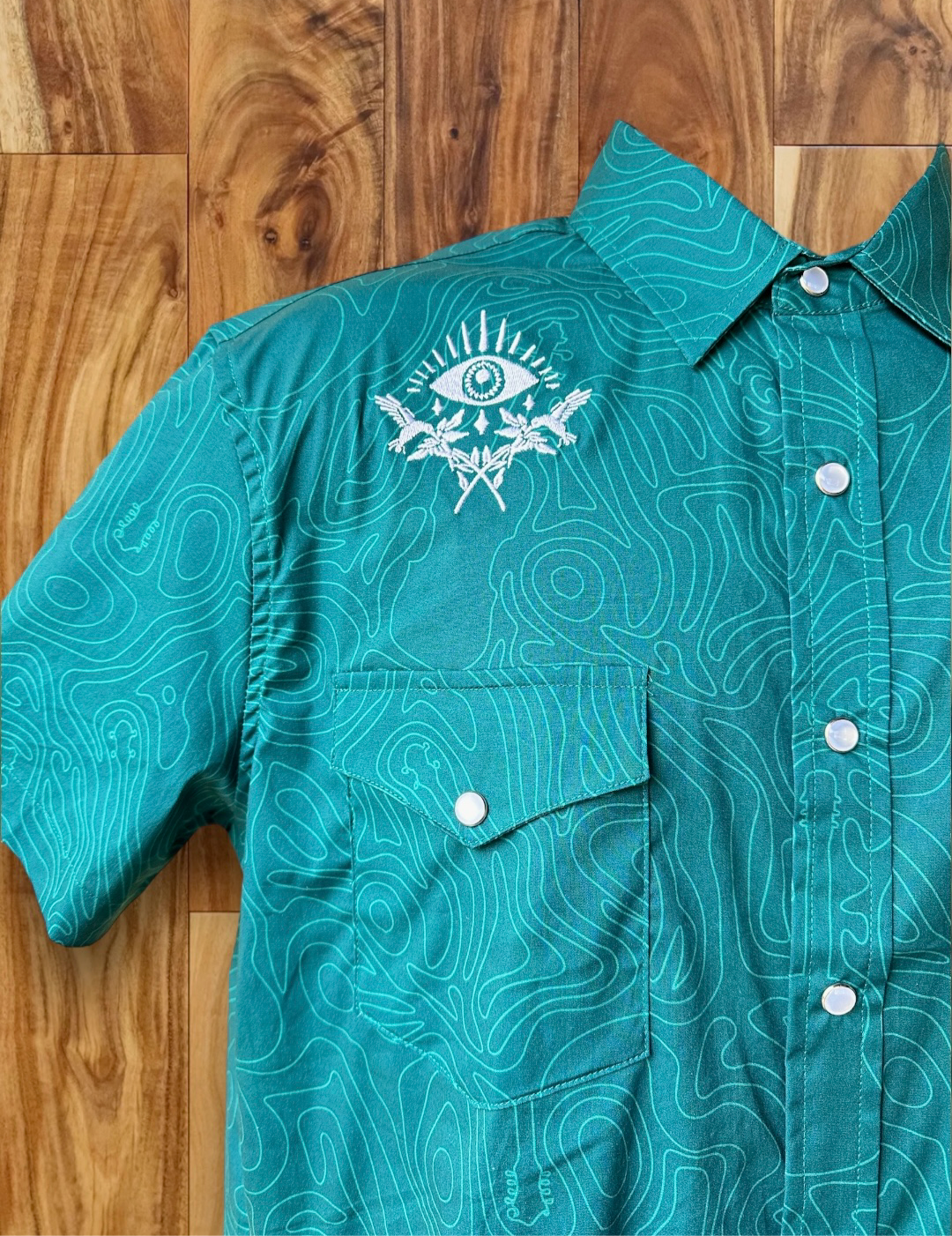 Bluegrass Topography Pearl Snap Shirt Green