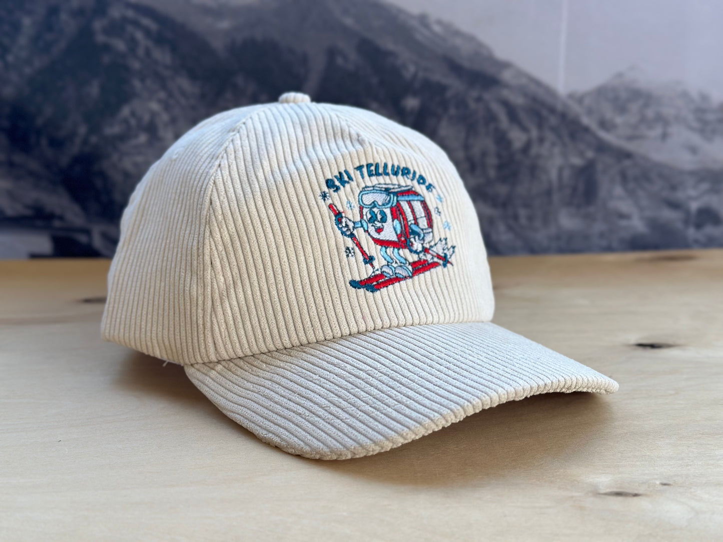 Ski Telluride Gondola Corduroy Hat- White