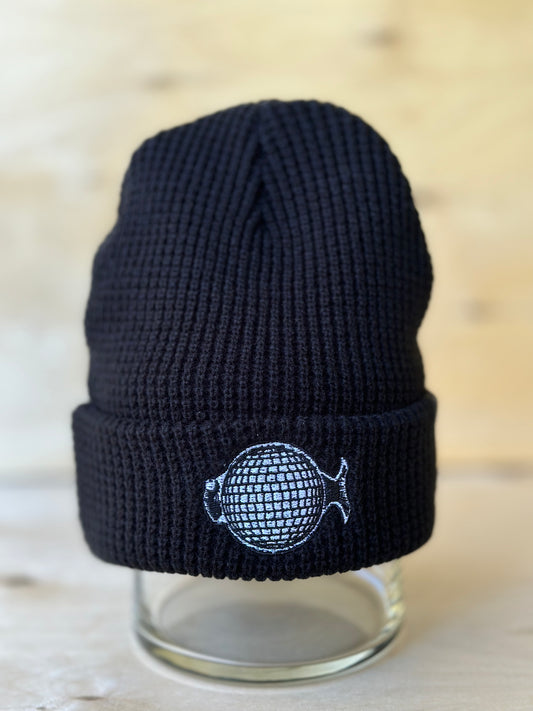 Disco Fish Waffle Knit Beanie Hat