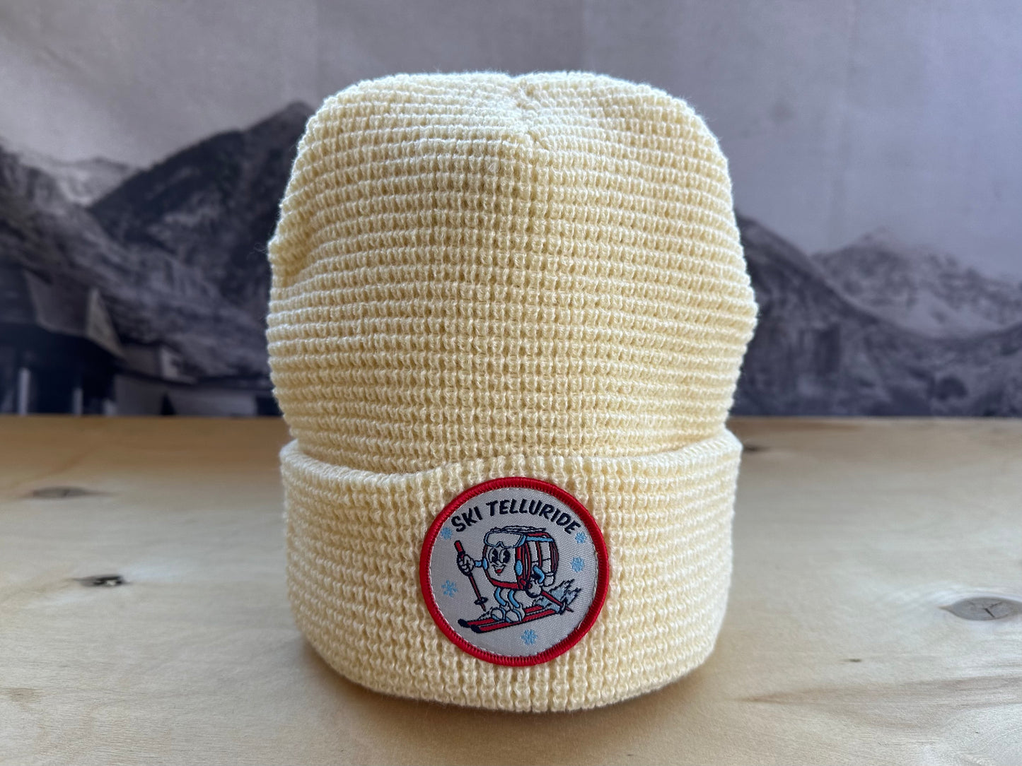 Telluride Gondola Waffle Beanie Hat - White