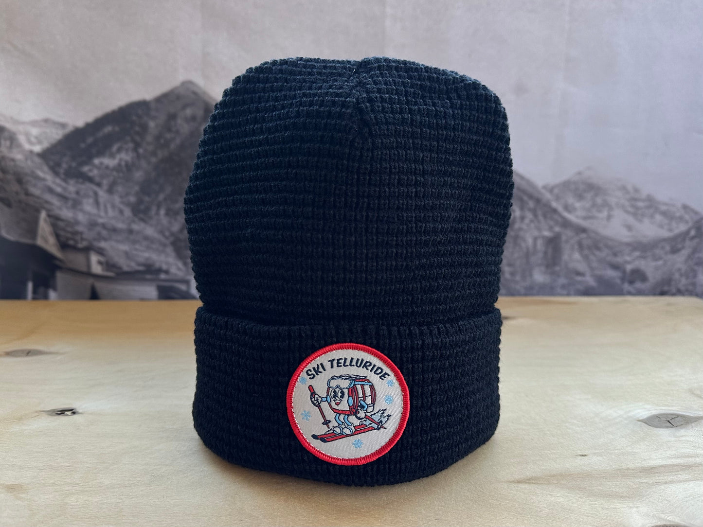 Telluride Gondola Waffle Beanie Hat - Black