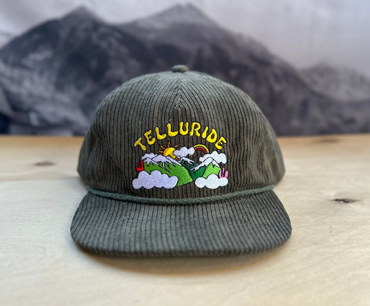 Telluride Sun Forest Green Corduroy Hat