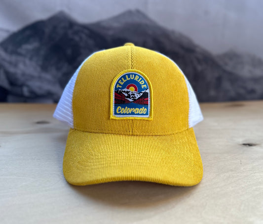 Telluride Town Yellow Corduroy Trucker Hat