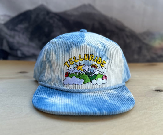 Telluride Sun Tie Dye Corduroy Hat - Blue Clouds