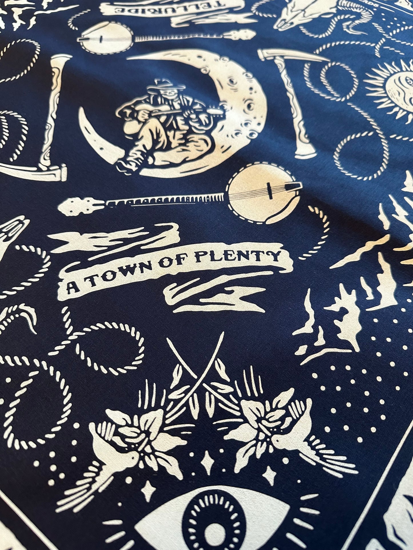 Telluride Cowboy Moon Bandana - Navy