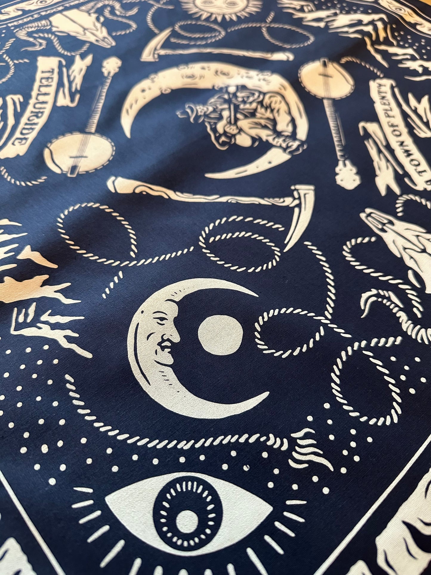 Telluride Cowboy Moon Bandana - Navy