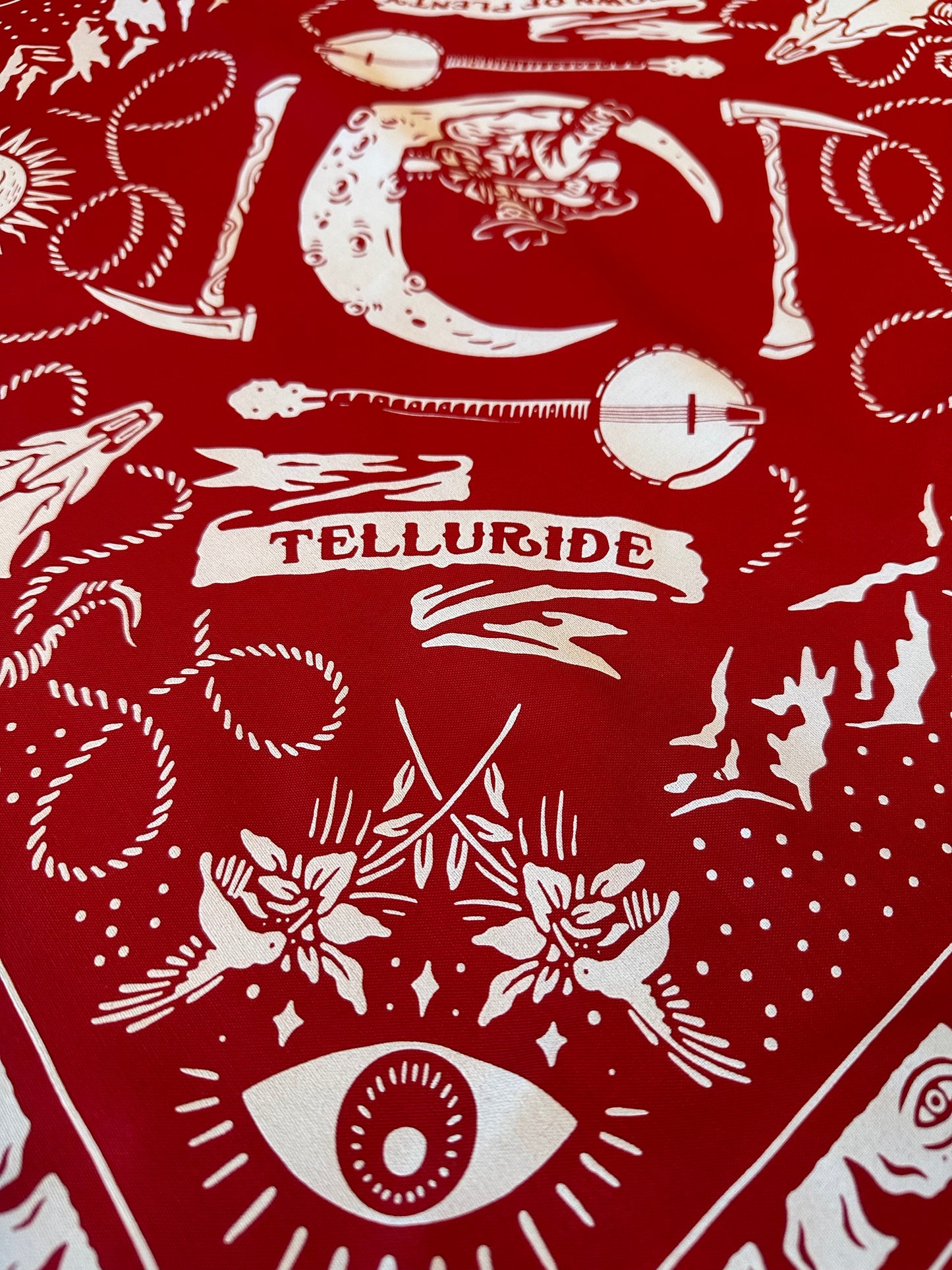 Telluride Cowboy Moon Bandana - Red
