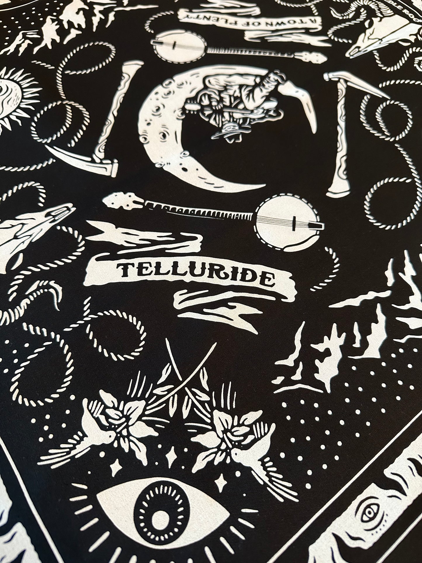 Telluride Cowboy Moon Bandana - Black