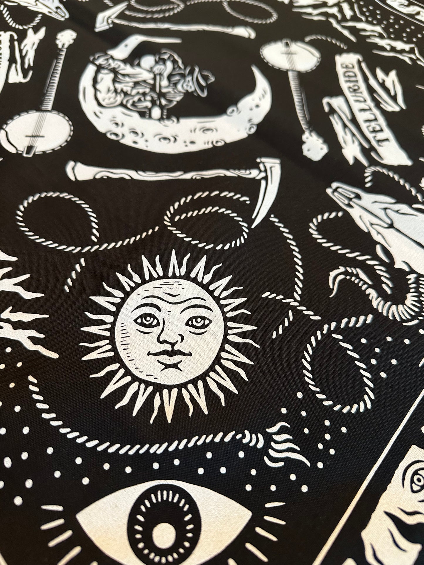 Telluride Cowboy Moon Bandana - Black