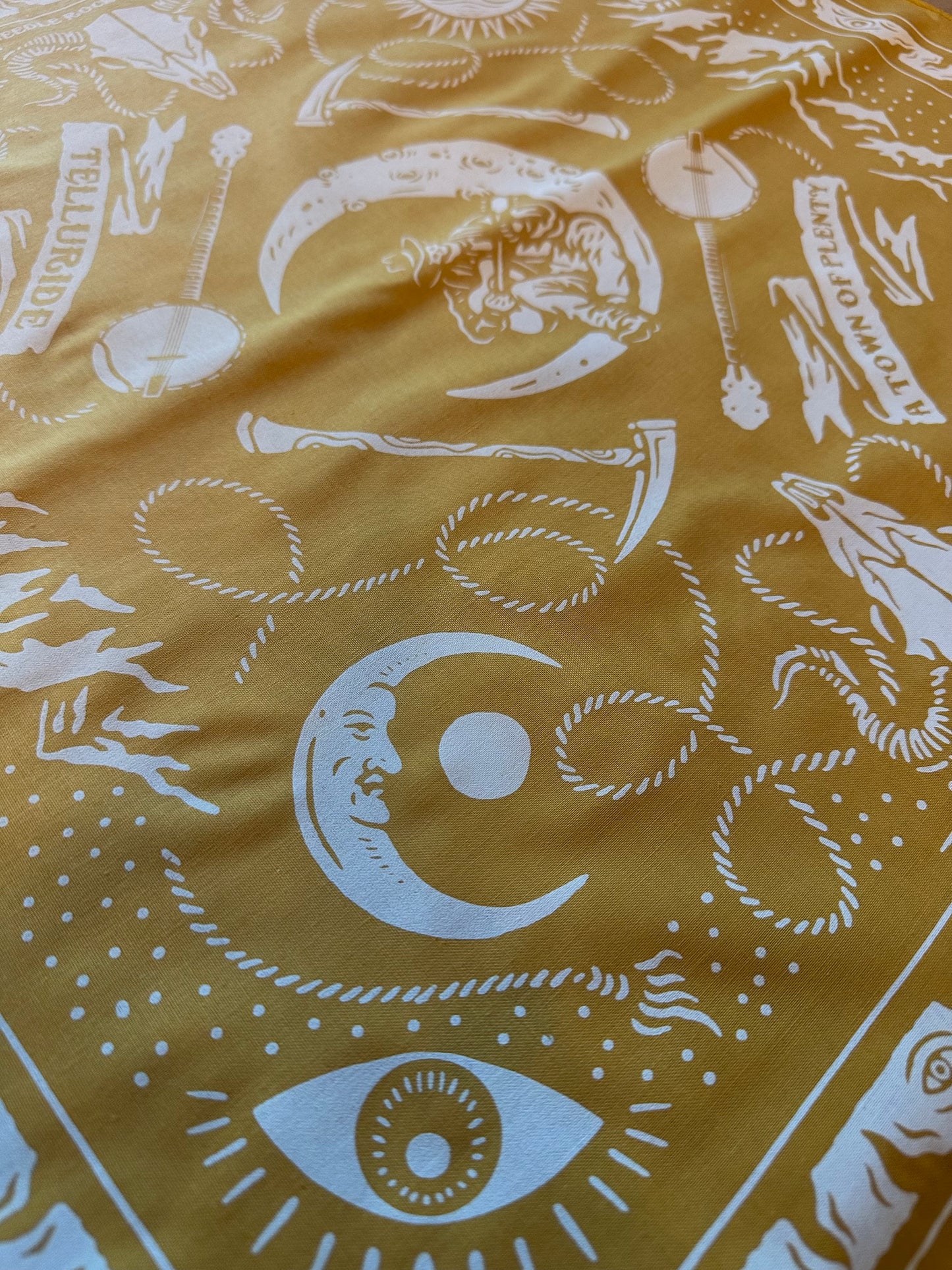 Telluride Cowboy Moon Bandana - Gold