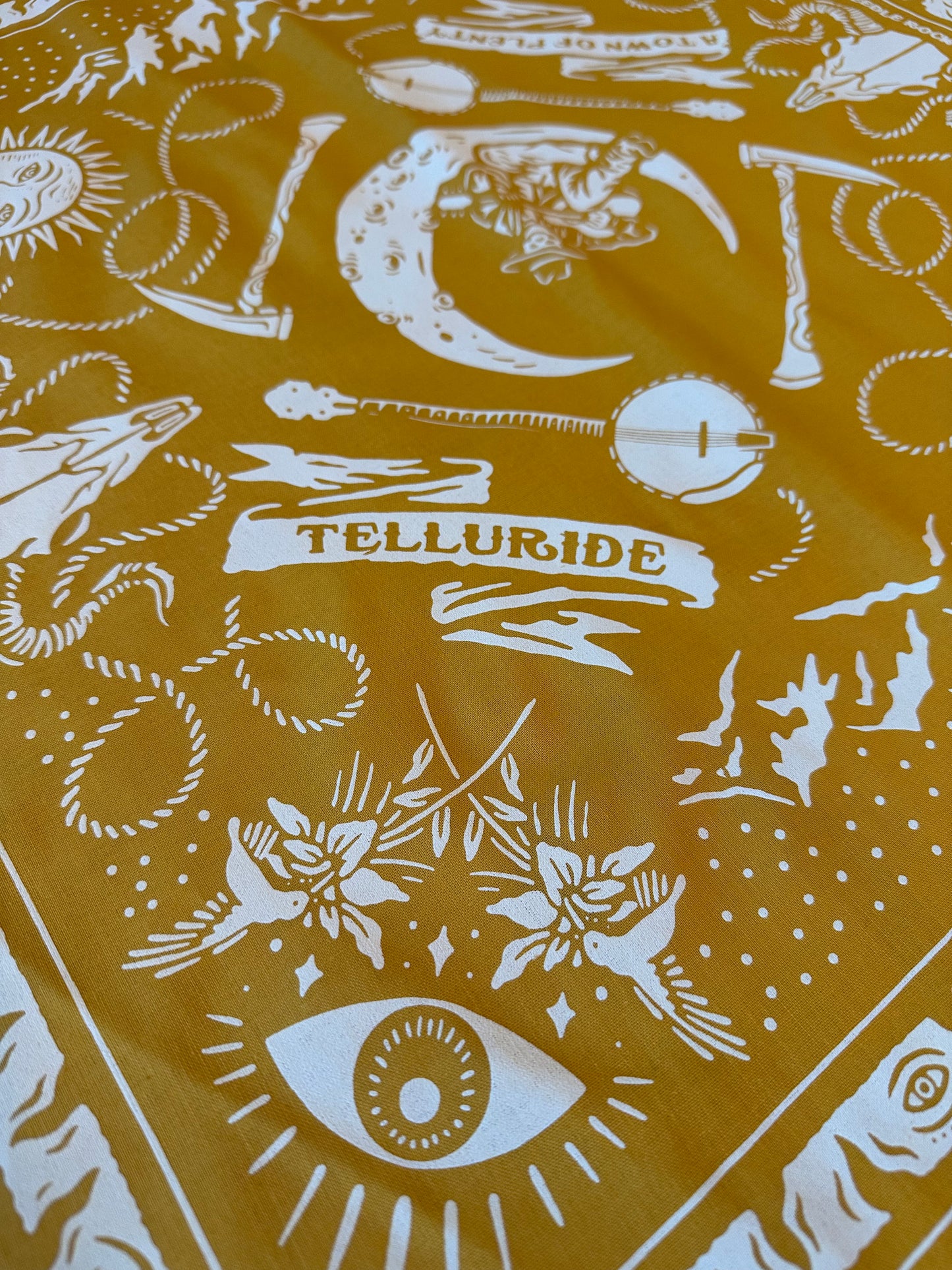 Telluride Cowboy Moon Bandana - Gold