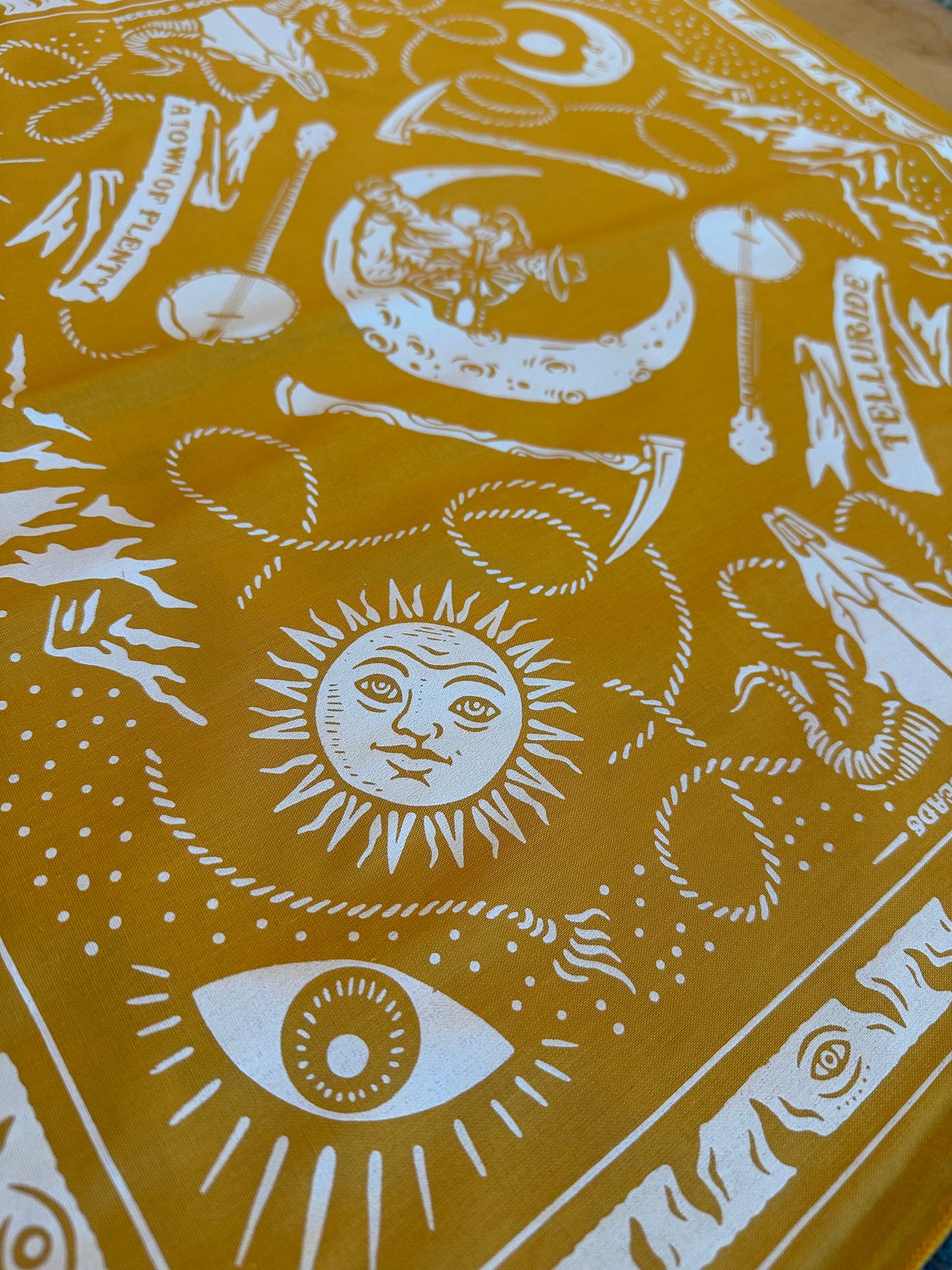 Telluride Cowboy Moon Bandana - Gold