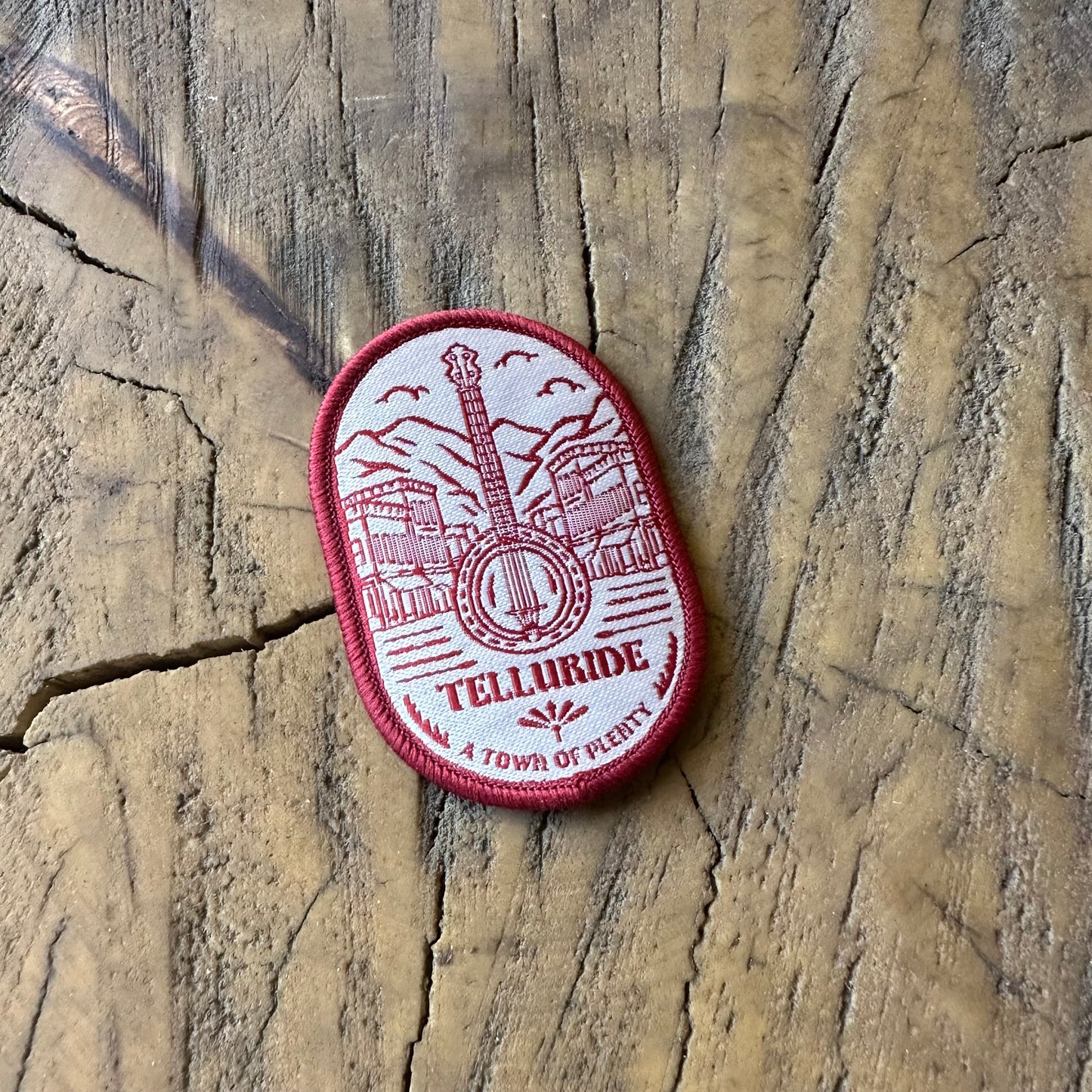 Telluride Banjo Bluegrass Patch Red