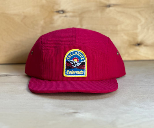 Telluride Colorado Corduroy Camp Hat- Red