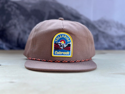 Telluride Colorado Canvas Hat- Brown