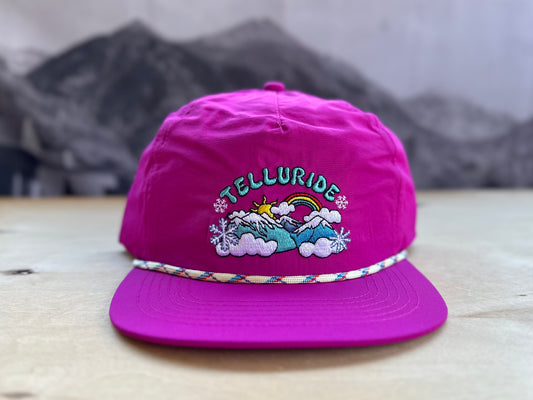 Telluride Snow Rainbow Nylon Hat - Hot Pink