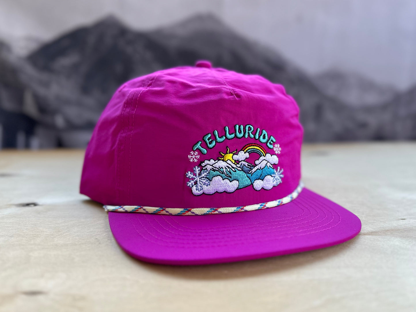 Telluride Snow Rainbow Nylon Hat - Hot Pink