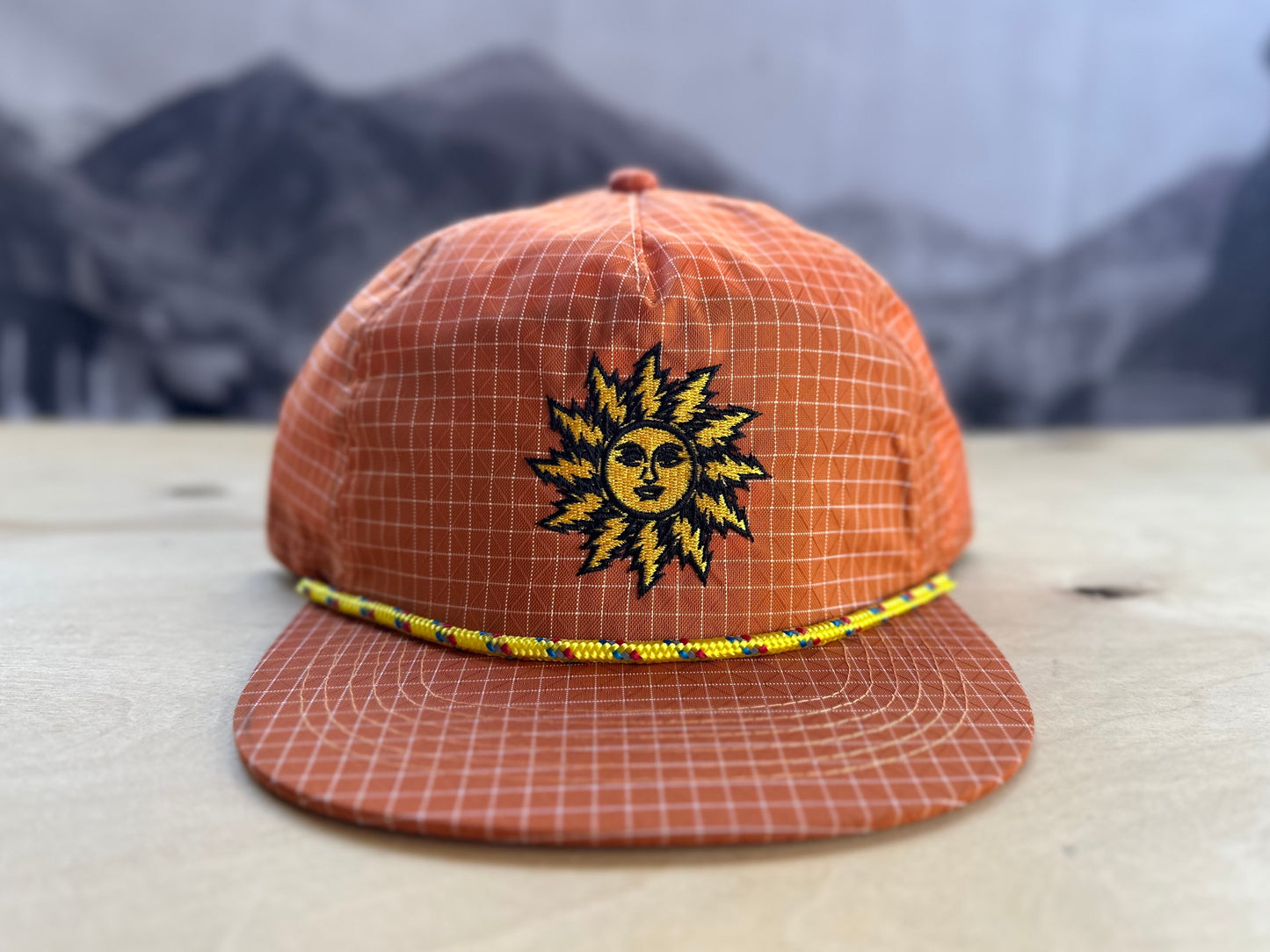 Orange Sunshine Bolt Nylon Grid Hat