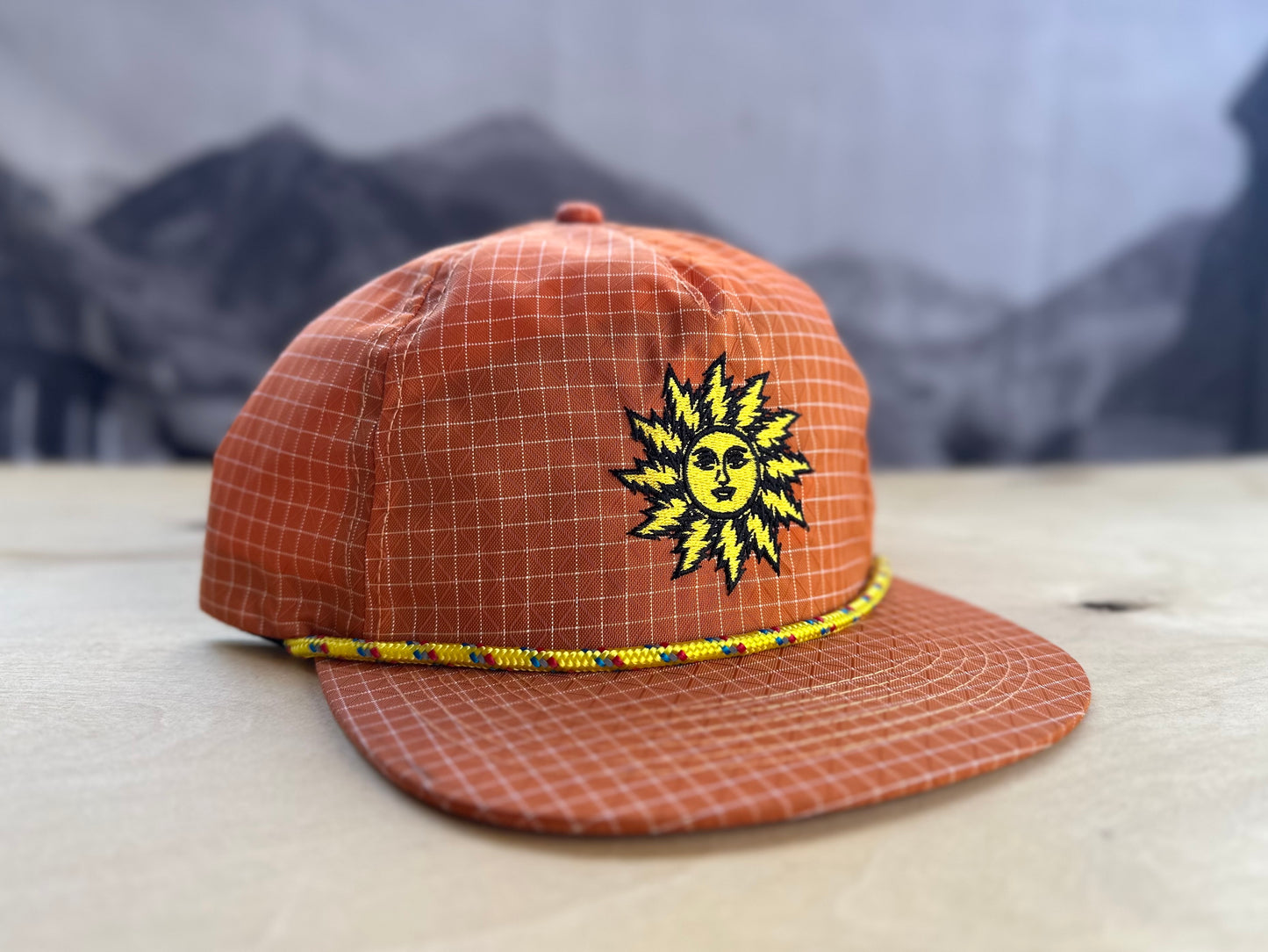 Orange Sunshine Bolt Nylon Grid Hat