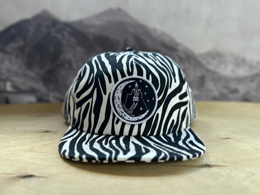 Ski Moon Zebra Striped Hat - Black White