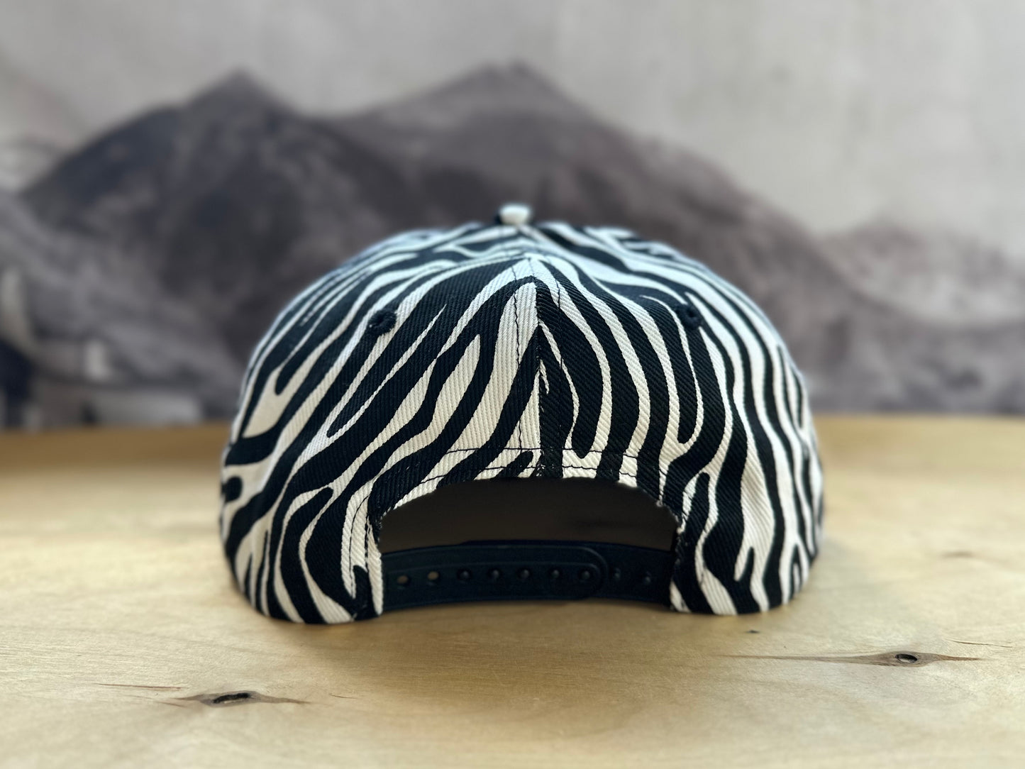 Ski Moon Zebra Striped Hat - Black White