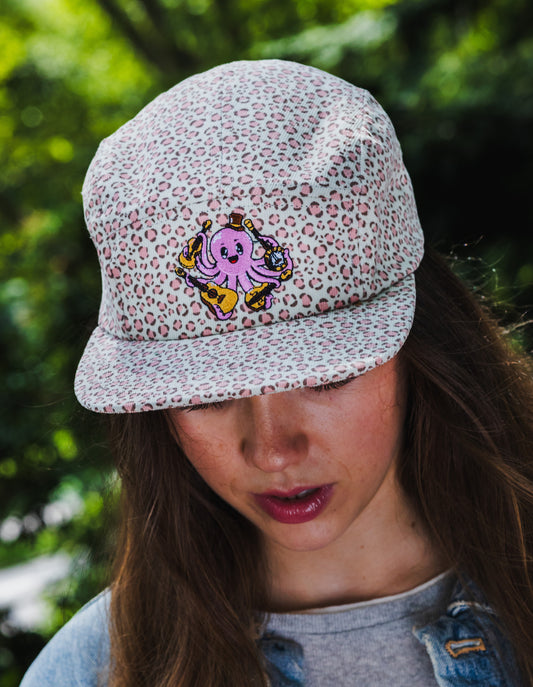 Octopus String Band Camp Hat - Pink Cheetah