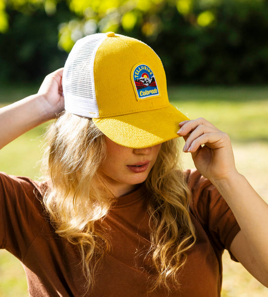 Telluride Town Yellow Corduroy Trucker Hat