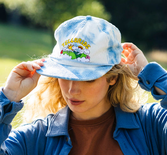 Telluride Sun Tie Dye Corduroy Hat - Blue Clouds