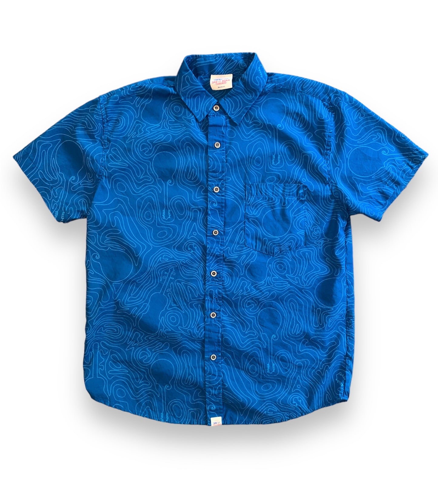 Bluegrass Topography Button Down Shirt Blue