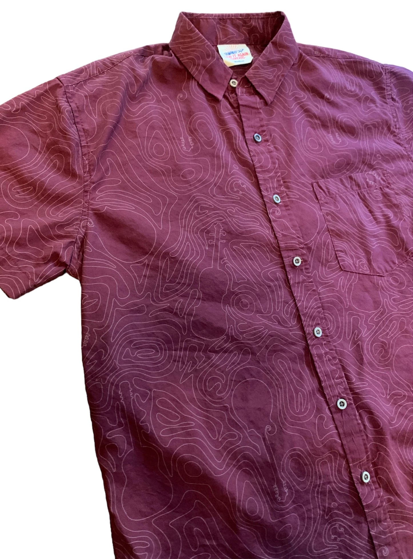 Bluegrass Topography Button Down Shirt Red